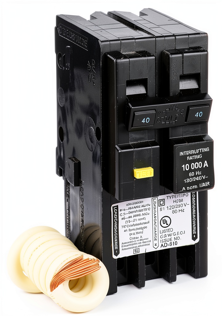 Installing Square D Homeline 40 Amp GFCI breaker on a wooden workbench