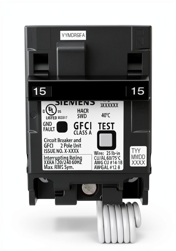 SIEMENS Q215GF Ground Fault Circuit Interrupter, 15 Amp, 2-Pole GFCI Circuit Breaker Replaces QF215A-1
