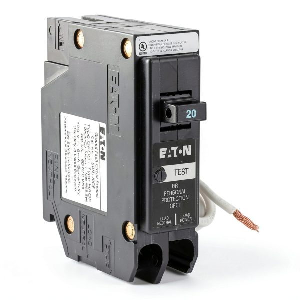CUTLER HAMMER GFCI Circuit Breaker 20A Single Pole Pigtail Neutral UL-1
