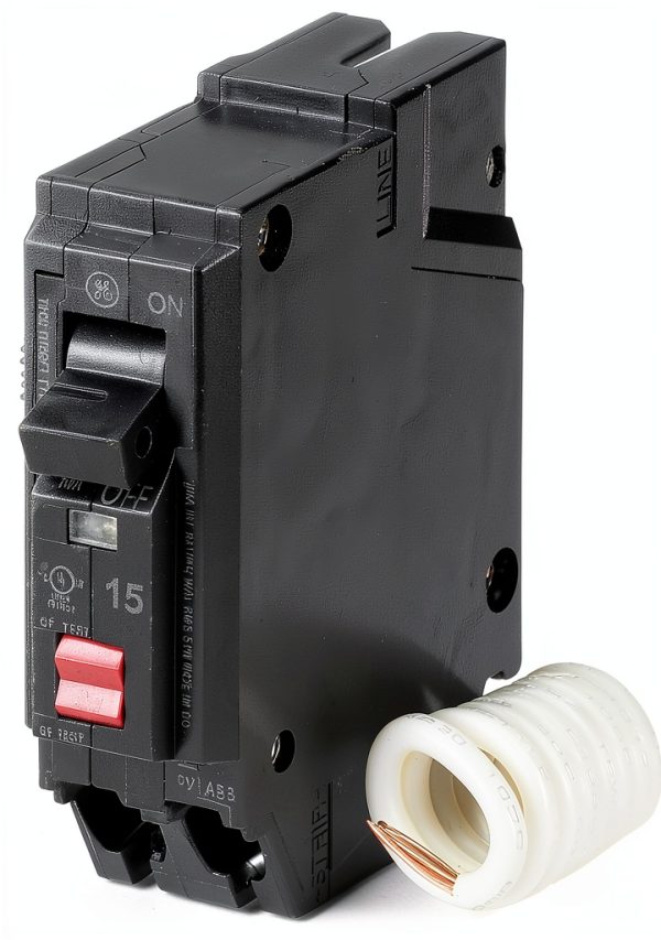 ABB Q-Line® THQL1115GFTP 15A Ground Fault Interrupter Circuit Breaker • 15 Amp Single Pole 120 VAC Ground Fault Breaker with Self-Test • Ground Fault Circuit Interrupter • Plug-in Mount Type-1