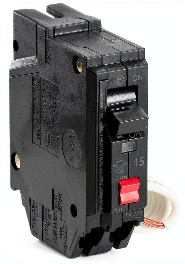 ABB Q-Line® THQL1115GFTP 15A Ground Fault Interrupter Circuit Breaker • 15 Amp Single Pole 120 VAC Ground Fault Breaker with Self-Test • Ground Fault Circuit Interrupter • Plug-in Mount Type-2