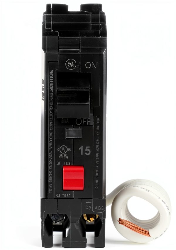 ABB Q-Line® THQL1115GFTP 15A Ground Fault Interrupter Circuit Breaker • 15 Amp Single Pole 120 VAC Ground Fault Breaker with Self-Test • Ground Fault Circuit Interrupter • Plug-in Mount Type-0