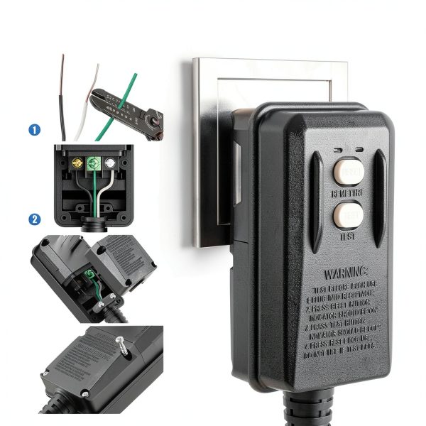 Auto-Monitoring GFCI Replacement Plug LOLARAN 15A Reset Black-1