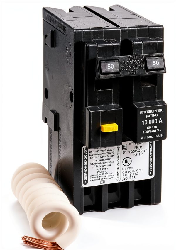 50 Amp HOM250GFIC Two Pole GFCI Circuit Breaker Schneider Red-0